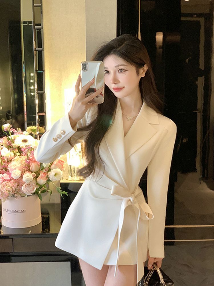 Corset Waist Cinch - Blazer Warna Solid Gaya Korea Terbaru