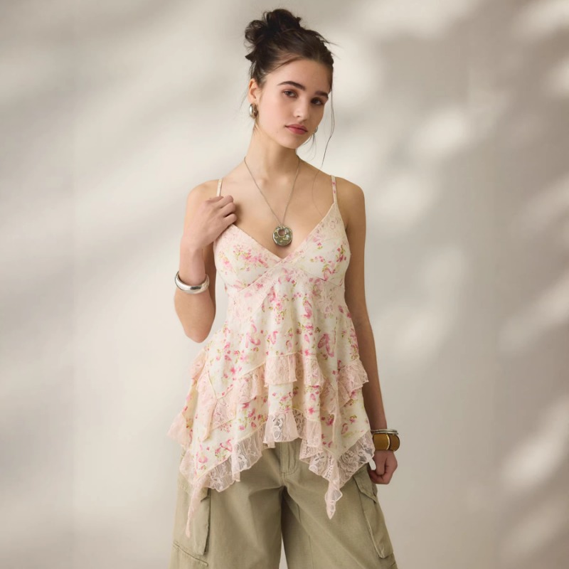 Atasan Cami Chiffon Motif Bung - Cami Top Lace ulasan dan harga