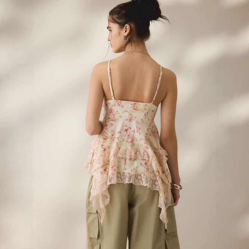 Atasan Cami Chiffon Motif Bung - Cami Top Lace ulasan dan harga
