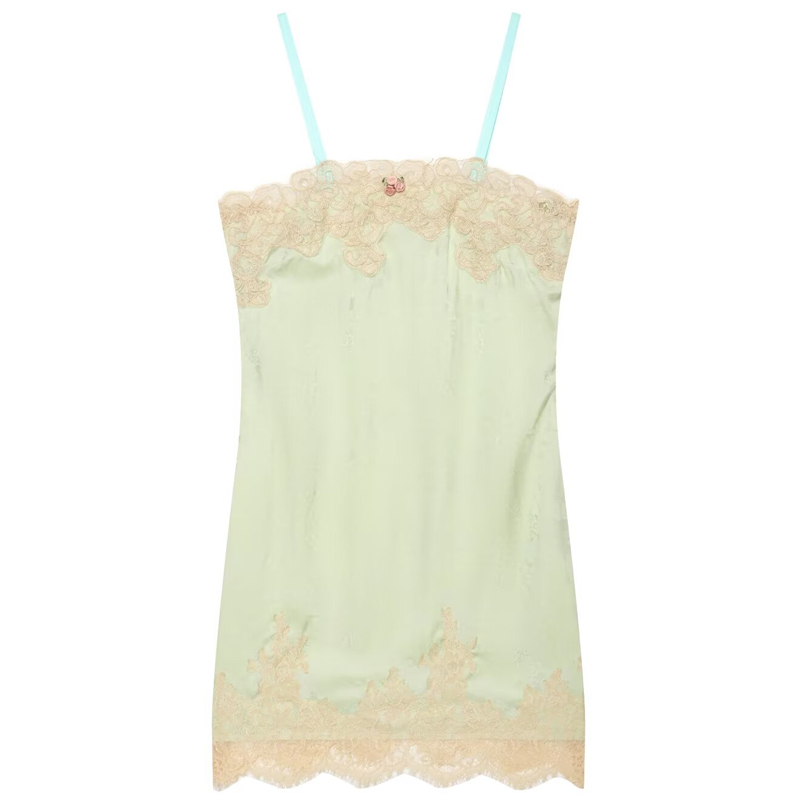 HXAO Gaun Renda Mint Tanpa Len - Slip Dress Satin ulasan dan harga