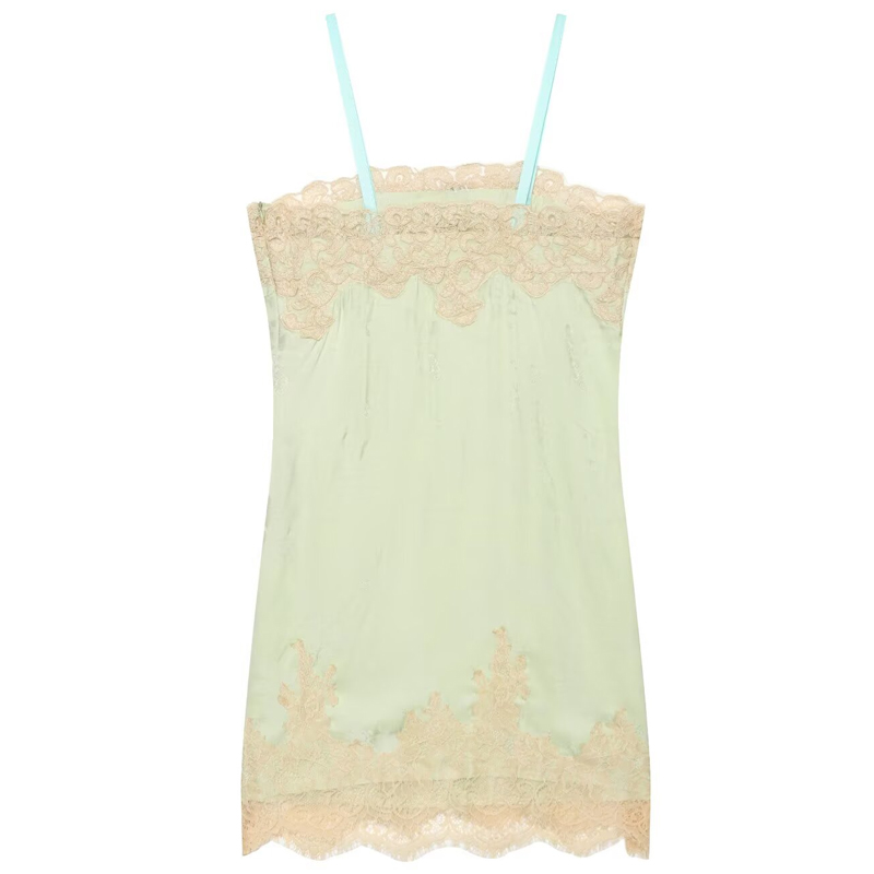 HXAO Gaun Renda Mint Tanpa Len - Slip Dress Satin ulasan dan harga